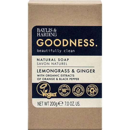 Goodness Lemongrass & Ginger Soap, 200 g Baylis & Harding Håndsåpe