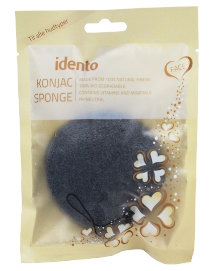 Idento Konjac Svamp - Circular - Bamboo Charcoal (Sort)