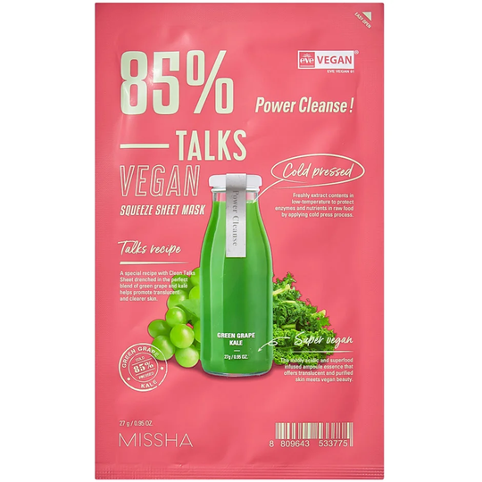 Talks Vegan Squeeze Sheet Mask [Power Cleanse], 27 g MISSHA Ansiktsmaske