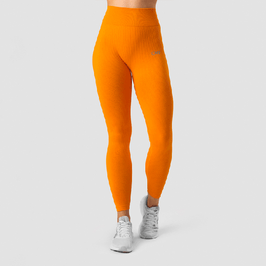 Ribbed Define Seamless Tights, Bright Orange