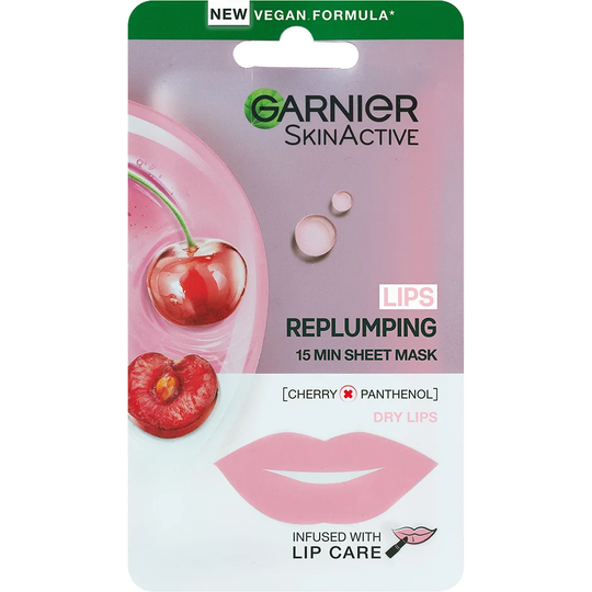 Lips Replumping 15 min Sheet Mask Cherry, 5 g Garnier Ansiktsmaske
