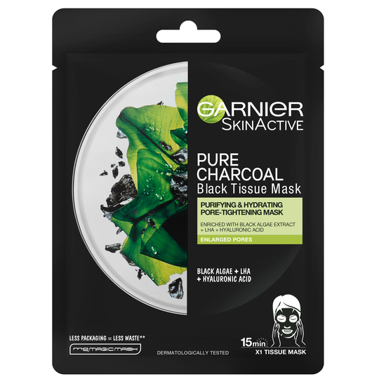 Skin Active Pure Charcoal Black Tissue Mask, Garnier Ansiktsmaske